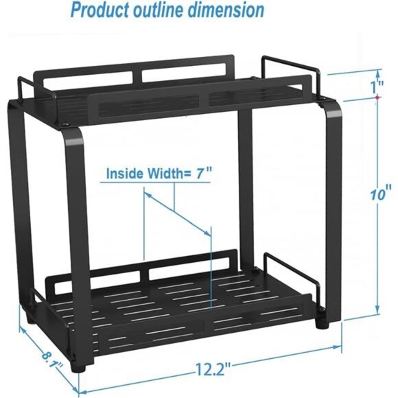 Bathroom Counter Organizer 2 Tier Storage Rack Toothbrush Holder Basket Metal - Picture 3 of 7